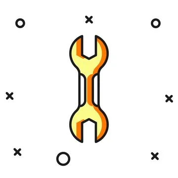 Filled outline Wrench spanner icon isolated on white background. Spanner re.. Stock Illustration