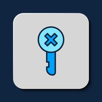 Filled outline Wrong key icon isolated on blue background.  Vector Stock Illustration