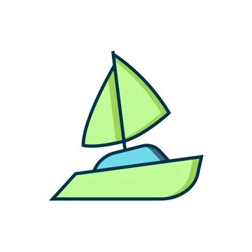 Filled outline Yacht sailboat or sailing ship icon isolated on white backgr.. Illustrazione stock