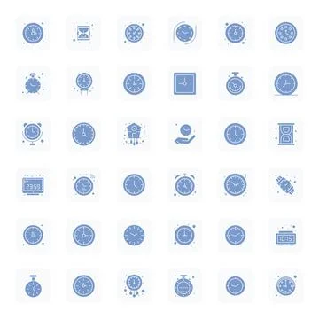 Filled Pixel Optimized Vector Icons from Minute Set with 36 High Resolution.. Stock Illustration