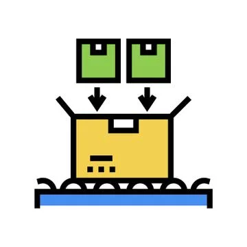 Filled product boxes packing in container color icon vector illustration Stock Illustration