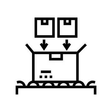 Filled product boxes packing in container line icon vector illustration Stock Illustration