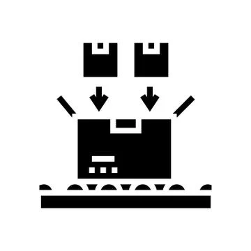 Filled product boxes packing in container glyph icon vector illustration Stock Illustration