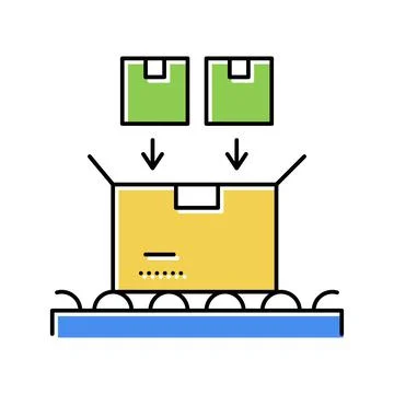 Filled product boxes packing in container color icon vector illustration Stock Illustration