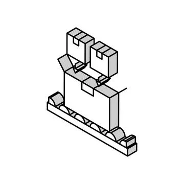 Filled product boxes packing in container isometric icon vector illustration Stock Illustration