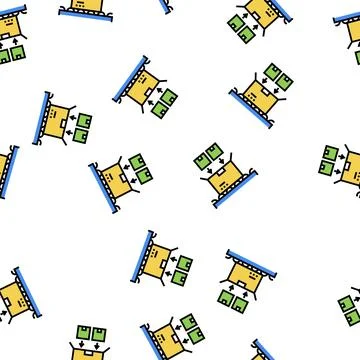 Filled product boxes packing in container vector seamless pattern Stock Illustration