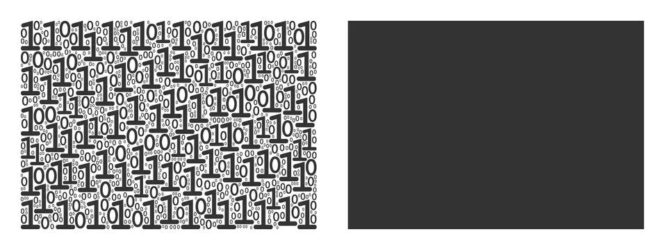 Filled Rectange Collage of Binary Digits Stock Illustration