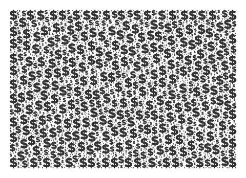 Filled Rectange Collage of Dollar and Dots Stock Illustration