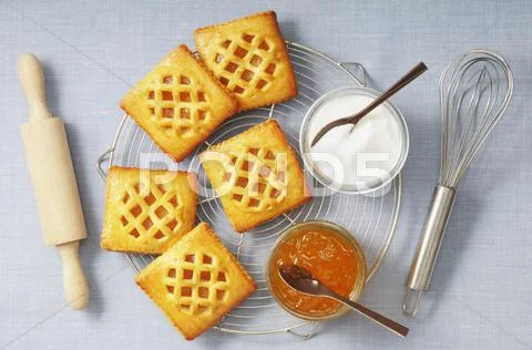 Filled sable biscuits Stock Photos