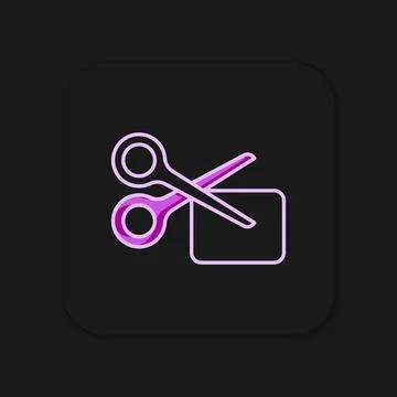 Filled Scissors cuts discount coupon icon isolated on black background. The c Stock Illustration
