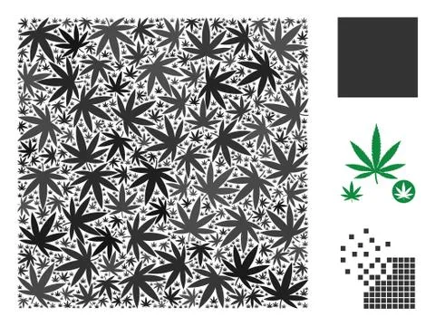 Filled Square Composition of Weed Leaves Illustrazione stock