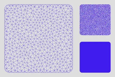 Filled Square Vector Mesh Network Model and Triangle Mosaic Icon Stock Illustration