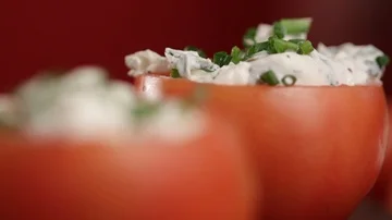 Filled Tomatoes with Focus Change Stock Footage 86128890
