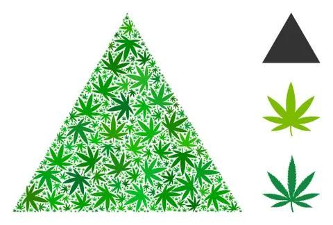 Filled Triangle Composition of Weed Leaves Stock Illustration