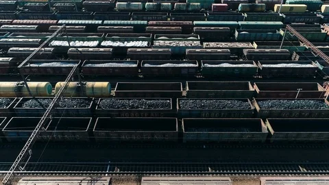 Filled wagons top view Stock Footage 94673134