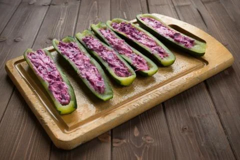 Filled zucchini Stock Photos