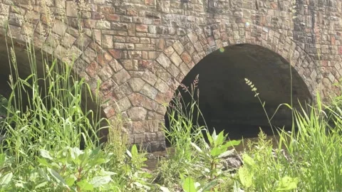 Filler Shot of Stone Archways of Bridge in Europe Stock Footage 325471802