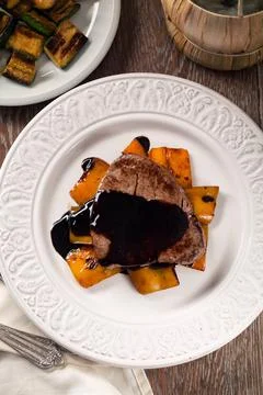 Fillet of beef with mixed vegetables. High quality photo. Stock Photos