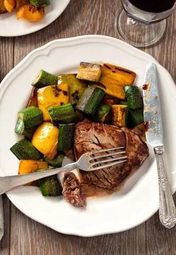 Fillet of beef with mixed vegetables. High quality photo. Stock Photos