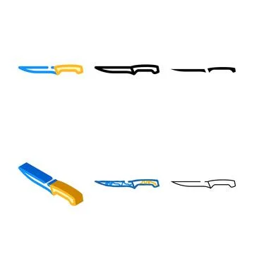Fillet knife color icon vector multistyle Stock Illustration