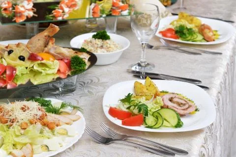 Fillet with potato  on table Stock Photos