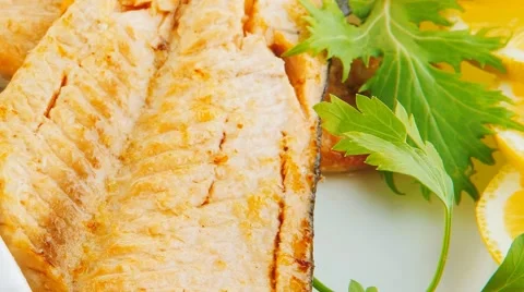 Fillet salmon on white 스톡 동영상 54267187