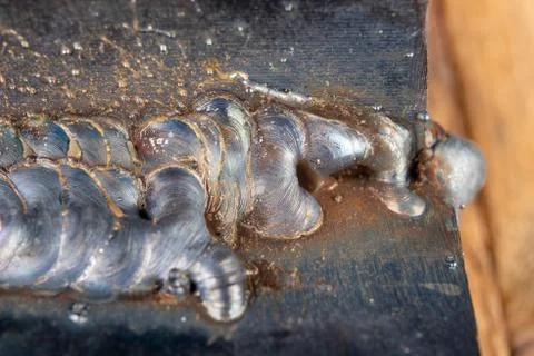 The fillet weld is placed using the MAG method. Errors in steel connections u Stockfoto's