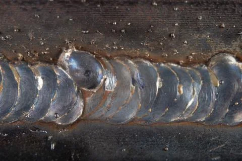 The fillet weld is placed using the MAG method. Errors in steel connections u 写真素材