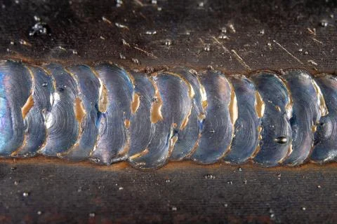 The fillet weld is placed using the MAG method. Errors in steel connections u Stock Photos