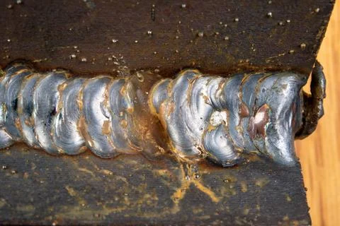 The fillet weld is placed using the MAG method. Errors in steel connections u Stock Photos