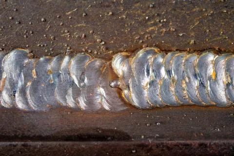 The fillet weld is placed using the MAG method. Errors in steel connections u Stock Photos