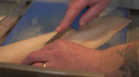 Filleting cod Stock Footage 47326931