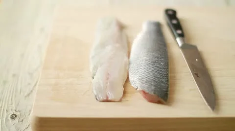 Fillets of fish with skin on Stock Footage 24673418