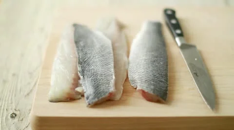 Fillets of fish with skin on Stock Footage 24673420