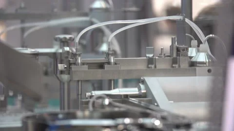 Filling and closing machine in pharmaceutical industry 库存影片 99085664