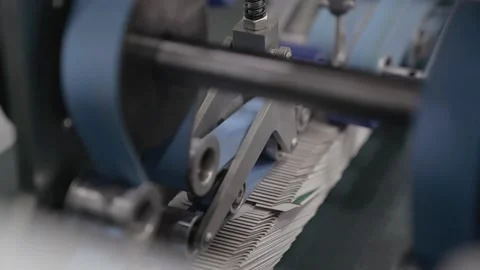 Filling and packaging tape in the printing house finished products move along 库存影片 158387033