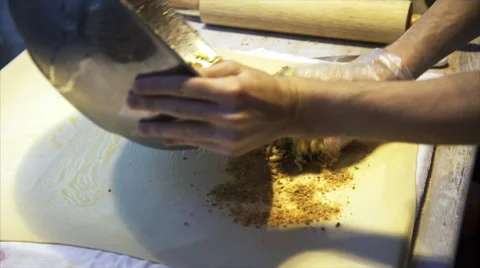 Filling a baker dough Stock Footage 60524197