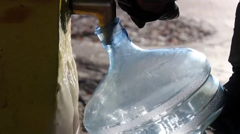 $Filling the barrel with a water Stock Footage 45530218