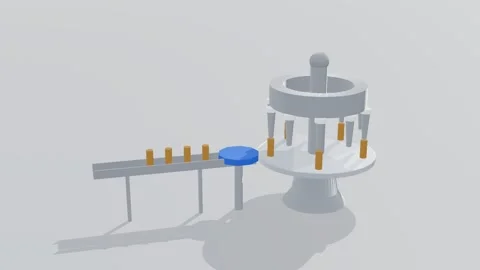 Filling carousel food processing 3d loop white background 3D animation seamless Stock Footage 341849323
