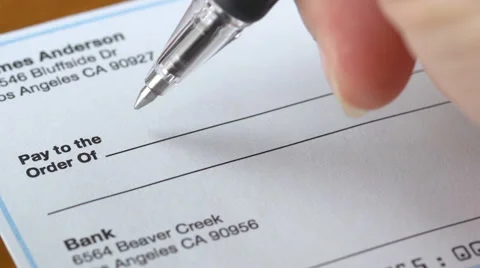 Filling In Check Stock Footage 65737643