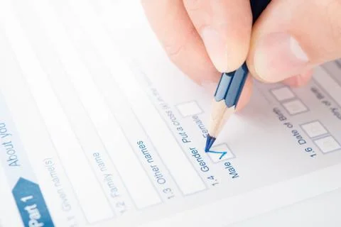 Filling checkbox in a questionnaire 스톡 사진