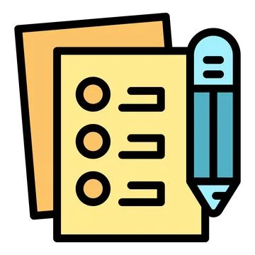 Filling checklist with pencil on multiple papers Stock Illustration