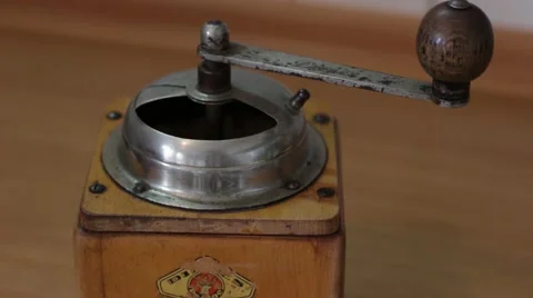 Filling Coffee beans in coffee mill Stock Footage 49660701