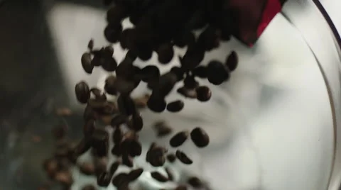 Filling Coffee Grinder with Beans Stock Footage 54266813