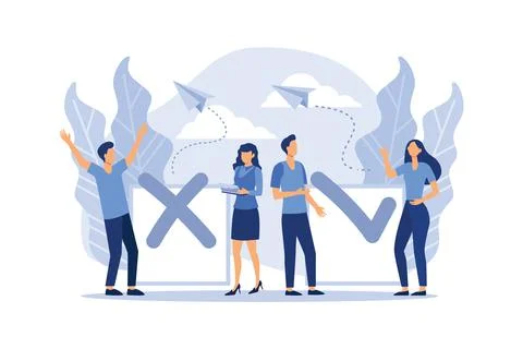 Filling completed not completed, marking important dates and tasks, team thin Stock Illustration