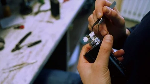 Filling cotton wool for vaping Stock Footage 73016474