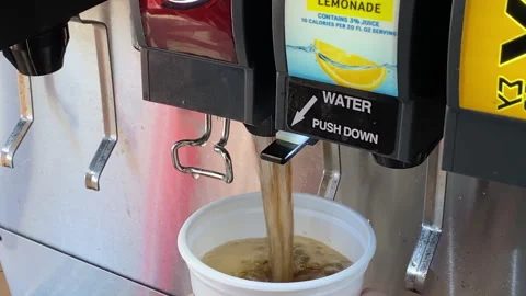 Filling cup with Dr Pepper at restaurant Video stock 286393062