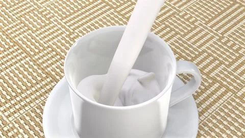 Filling a cup with milk Stock Footage 143865808