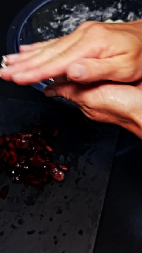 Filling Dough with Fresh Cherries Stock Footage 277734497