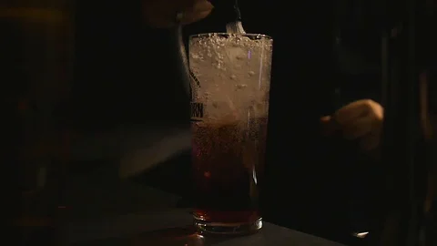 Filling A Drink Up at a Bar Slow Motion 1 Stock Footage 102288637